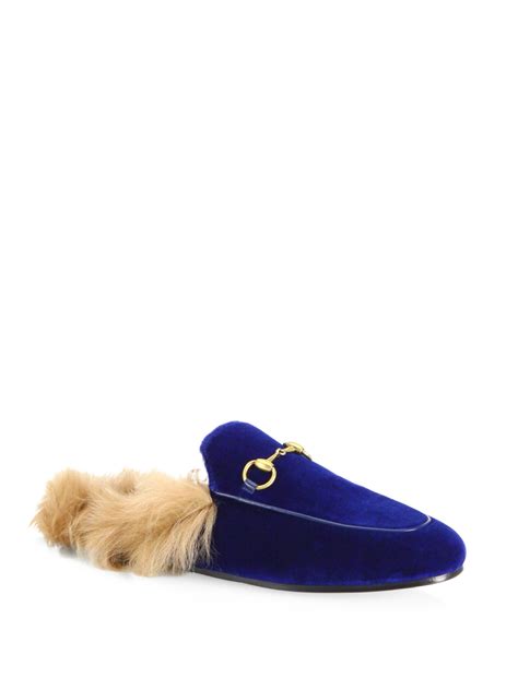 gucci princetown blue velvet|Gucci princetown mules.